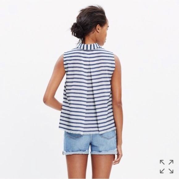 Madewell moment striped sleeveless shirt fringe - Picture 4 of 8